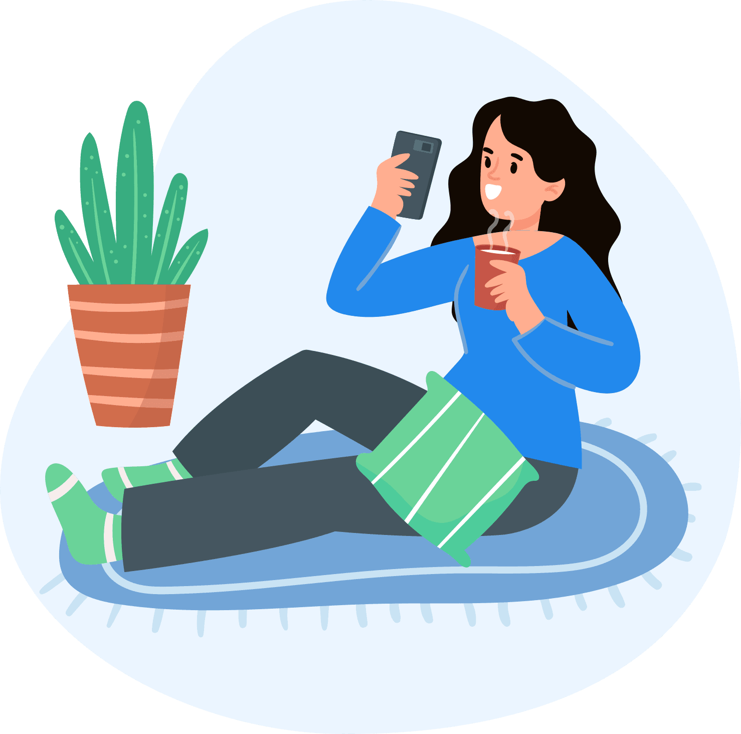Illustration of a woman with a phone